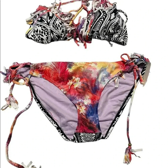 Raisins bikini fringe padded top low rider bottom size Large - Picture 1 of 5